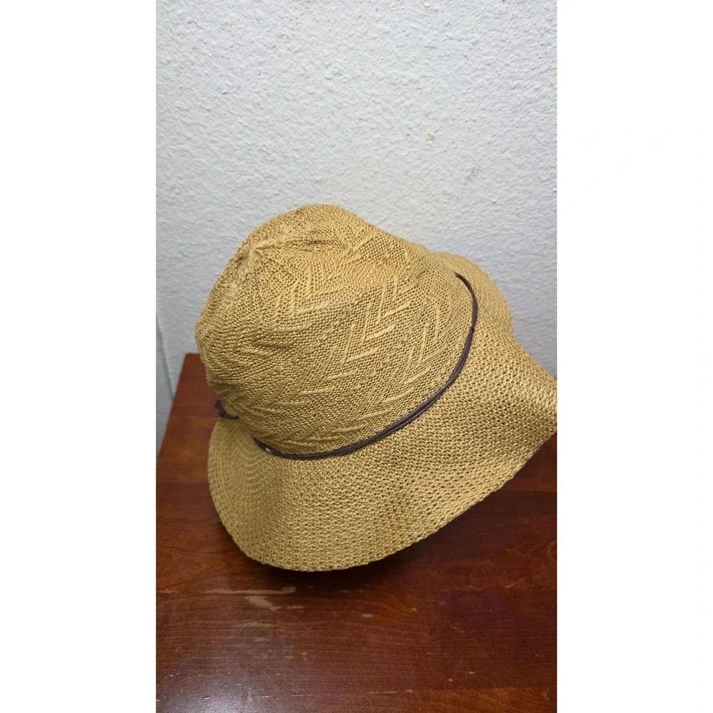 Scala Pronto‎ Women's Wide Brim Woven Straw Sun Hat Brown Accent Band Size OS